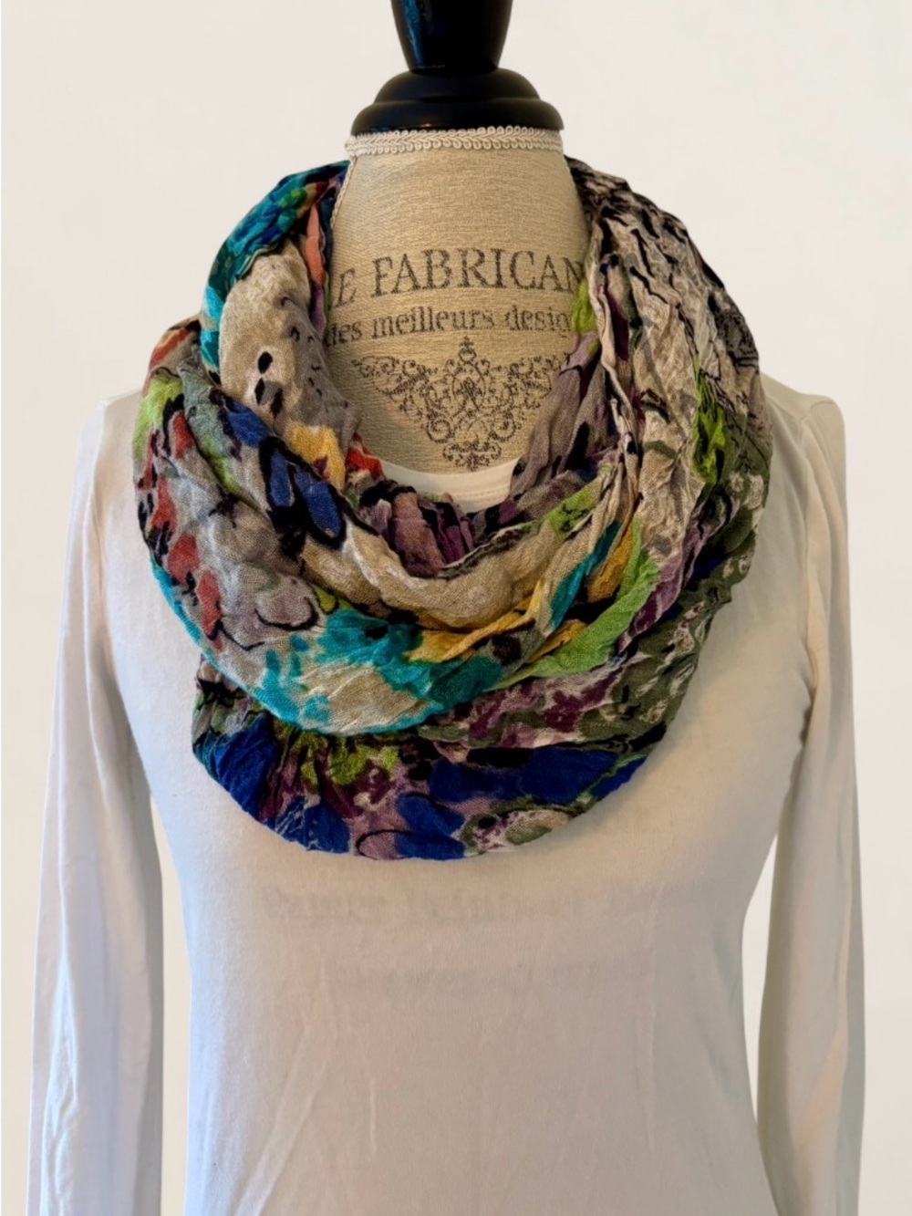 Tolani Multicolor Floral Infinity Scarf in Blue, Green, Purple, Yellow